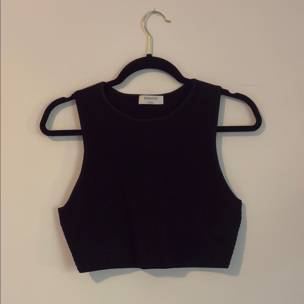 Black Ribbed Crop Top